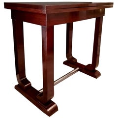 Tavolo da gioco francese Art Decò in pregiati Wood esotici con piano pieghevole