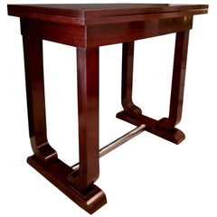 Art Decò French Game Table in Fine Exotic Woods with Folding Top