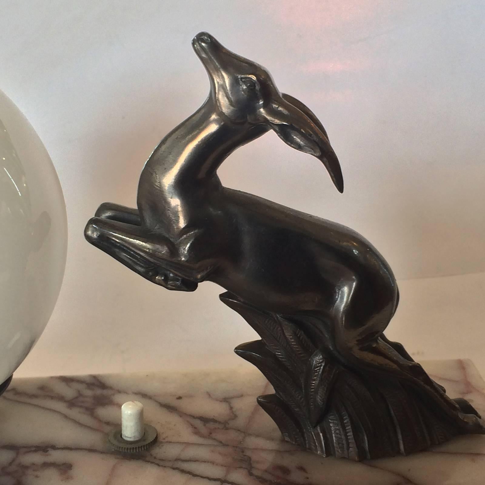 Spelter Art Deco French Gazelle Mood Lamp