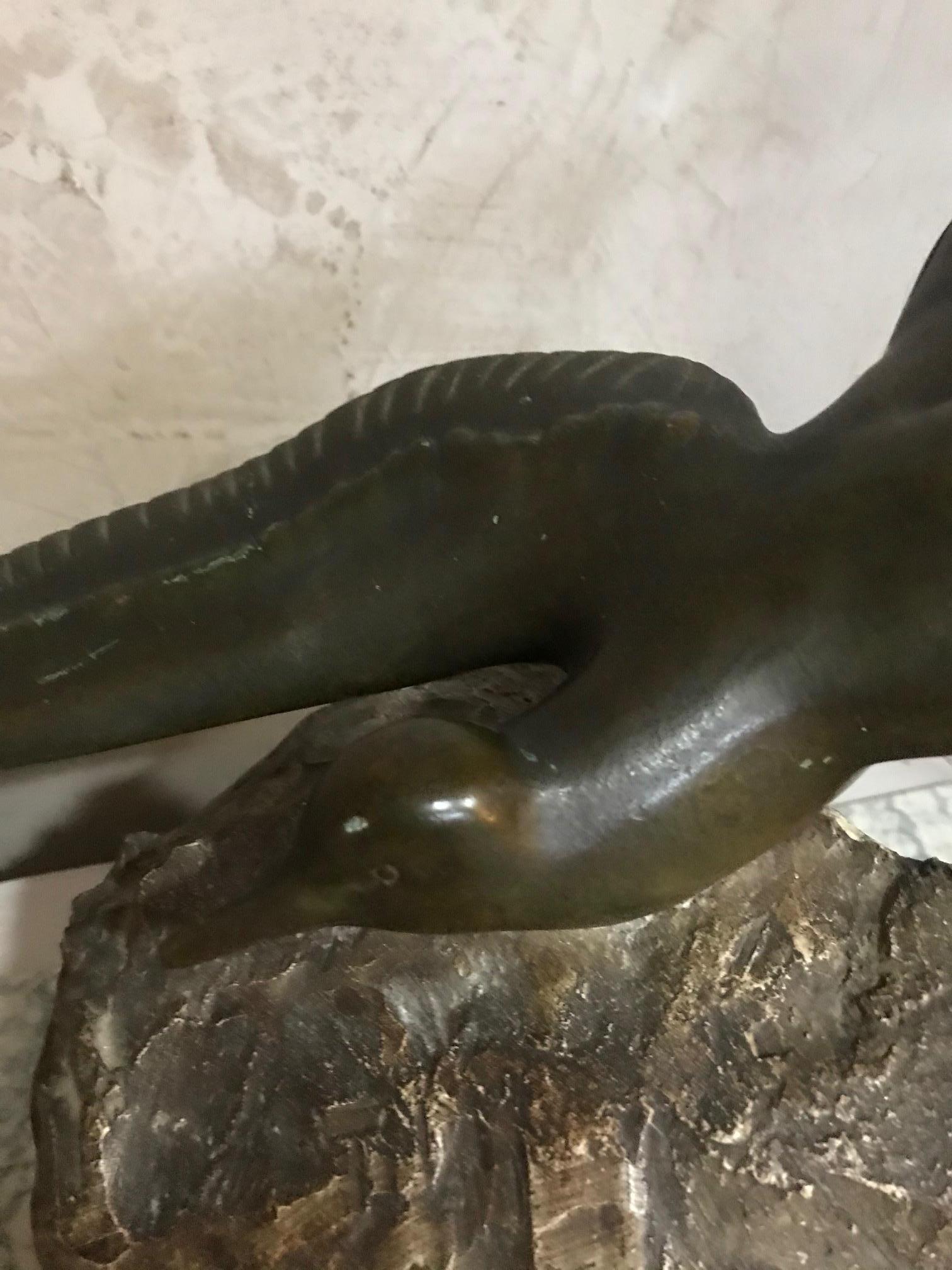 Art Deco French Georges H Laurent Seagull Bronze Sculpture, 1930s 5