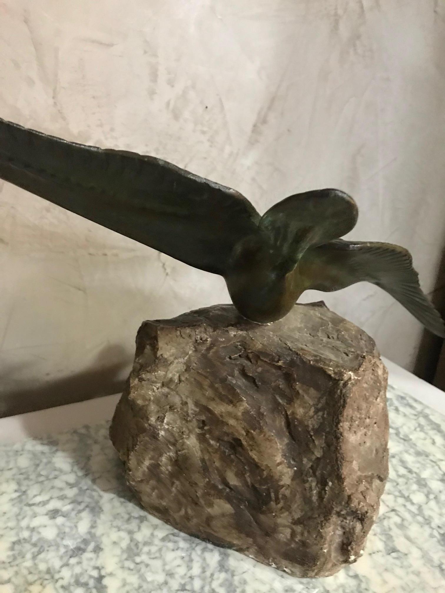 Art Deco French Georges H Laurent Seagull Bronze Sculpture, 1930s 8