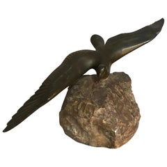 Art Deco French Georges H Laurent Seagull Bronze Sculpture, 1930s