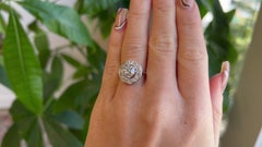 Art Deco French GIA 1.51 Carats Old European Cut Diamond 18K Gold Target Ring