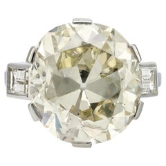 Bague de fiançailles Art déco française en platine avec diamant taille vieille mine de 15,77 carats certifié GIA