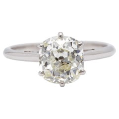 Art Deco French GIA 2.05 Carat Diamond Platinum Solitaire Ring