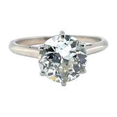 Art Deco French GIA 2.14 Carat Old European Cut Diamond Platinum Engagement Ring