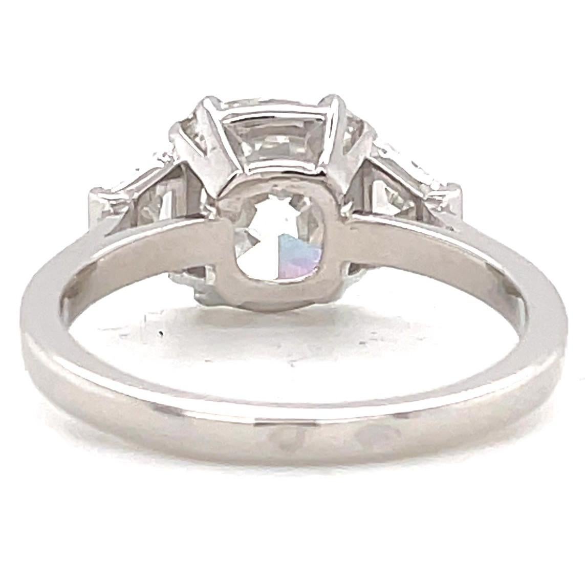 Art Deco French GIA 2.93 Carat Old Mine Cut Diamond Platinum Engagement Ring 1