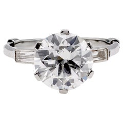 Platinring, Art déco, Französisch, GIA 2,99 Karat runder Diamant im Brillantschliff, Art déco