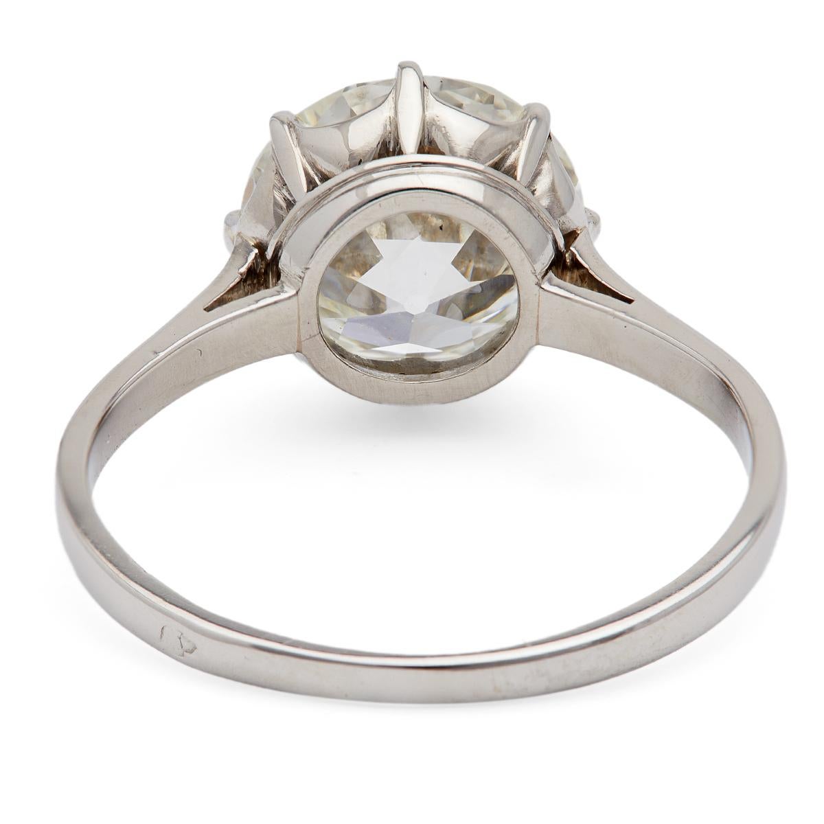 Art Deco French GIA 3.13 Carat Old European Cut Diamond Platinum Solitaire Ring 2