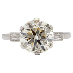 Anello in platino con diamante vecchio taglio europeo Art Deco francese GIA 3.44 carati