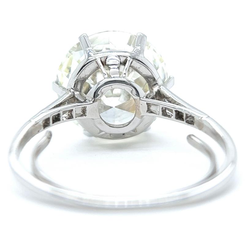 Art Deco French GIA 7.02 Carats Round Brilliant Cut Diamond Platinum Ring 1