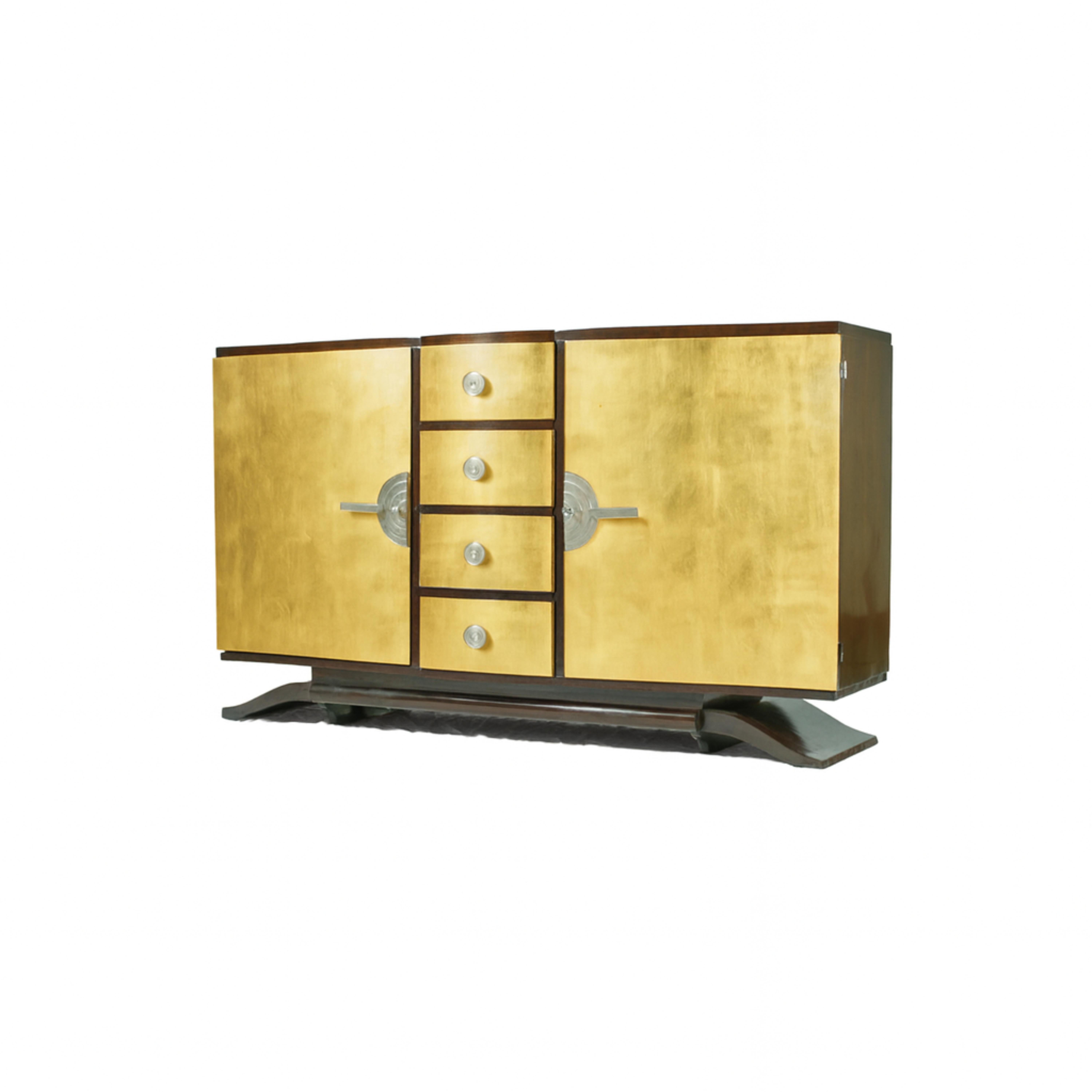 Credenza francese Art Déco in noce dorato, 20° secolo in vendita 2