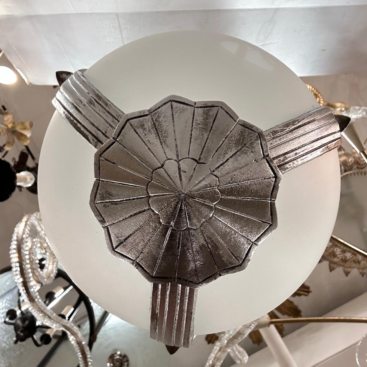 Art Deco Französisch Glas Laterne im Angebot 1