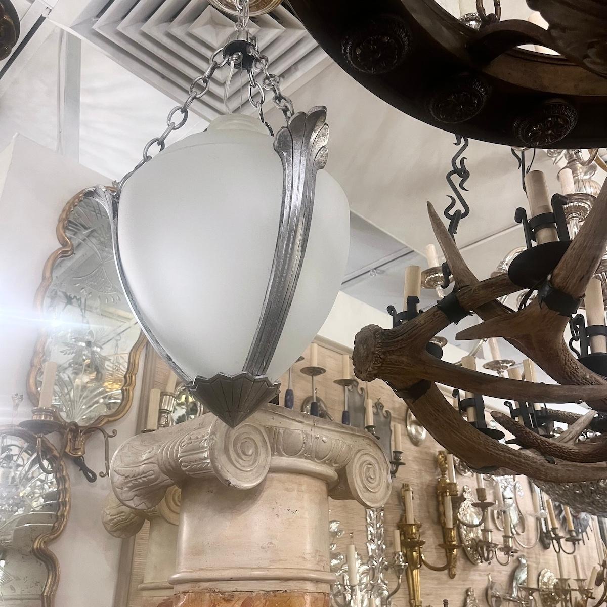 Art Deco Französisch Glas Laterne im Angebot 2