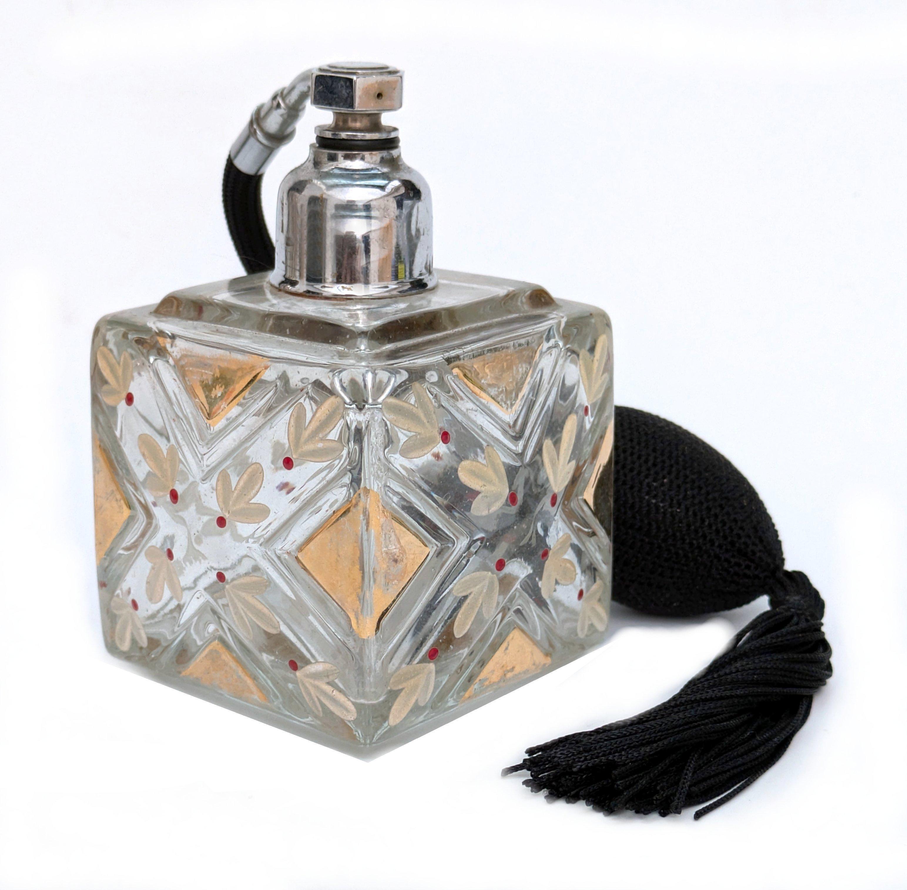 Art Deco French Glass Perfume Atomizer, c1930 In Good Condition For Sale In Devon, England