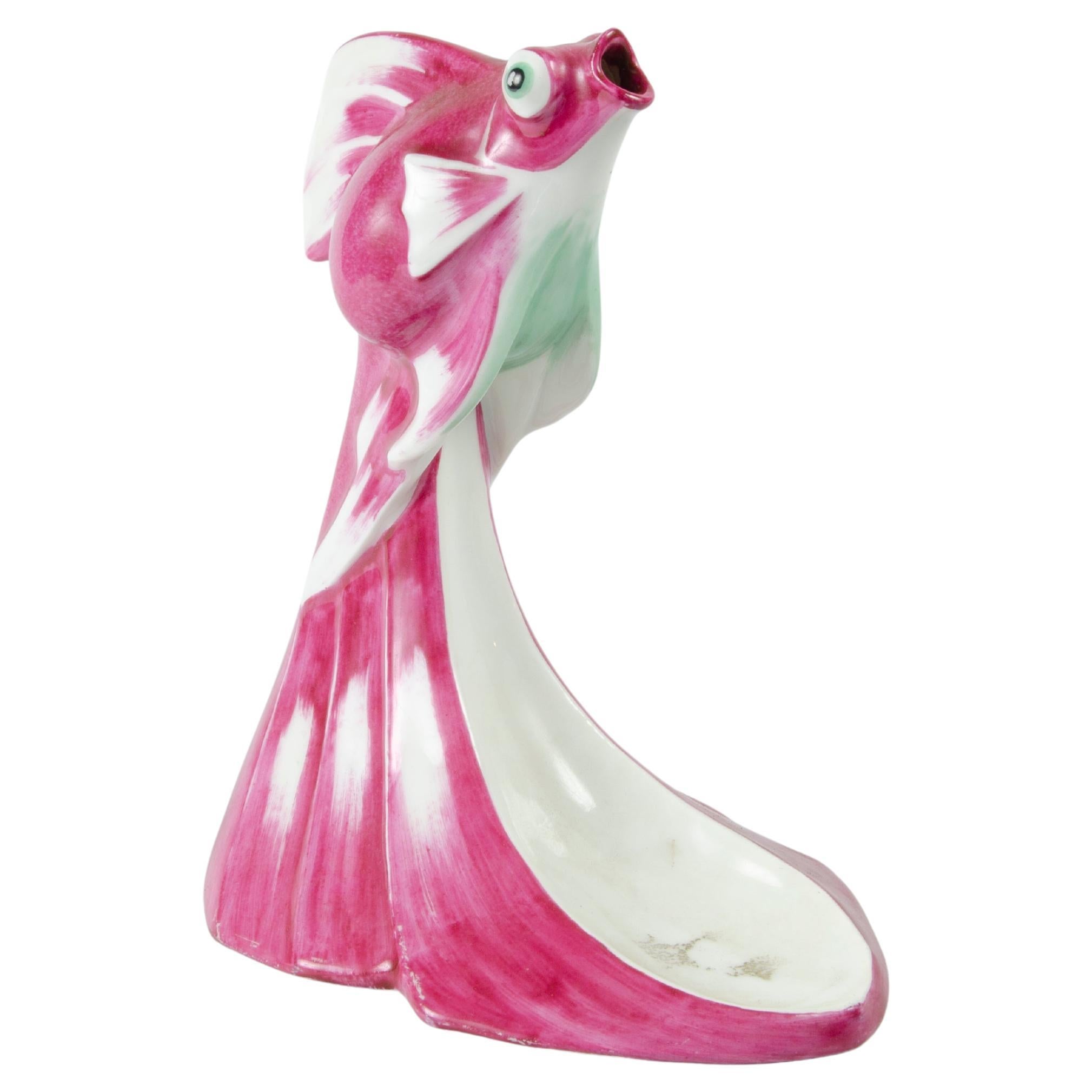 Art Déco French Glazed Porcelain Fish Sculpture 'Poisson de Chine' by Sandoz