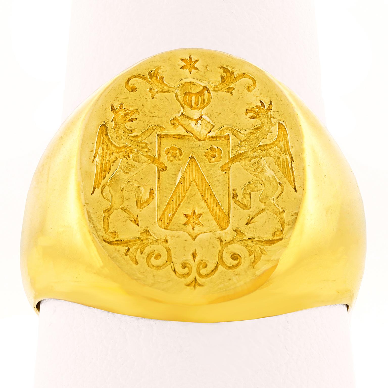 Art Deco French Gold Signet Ring 7