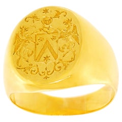 Bague de signalisation française Art déco en or