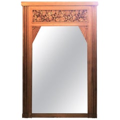 Antique Art Deco French Golden Trumeau Wall Mirror, circa 1930