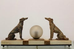 Art Deco French Greyhound Sculpture Table Lamp