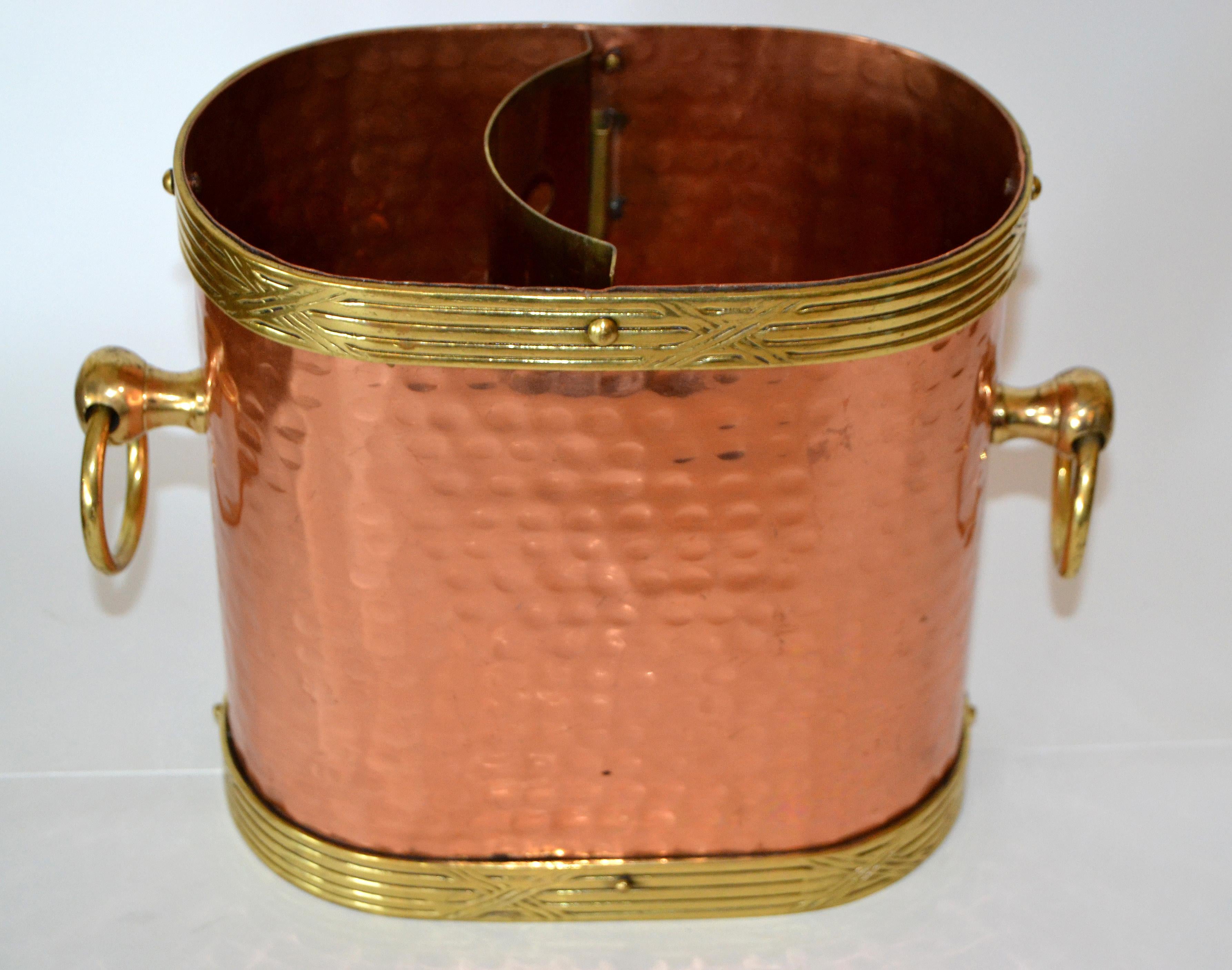 Art Deco French Hand-Hammered Copper, Brass & Bronze Champagne, Wine Ice Bucket 5