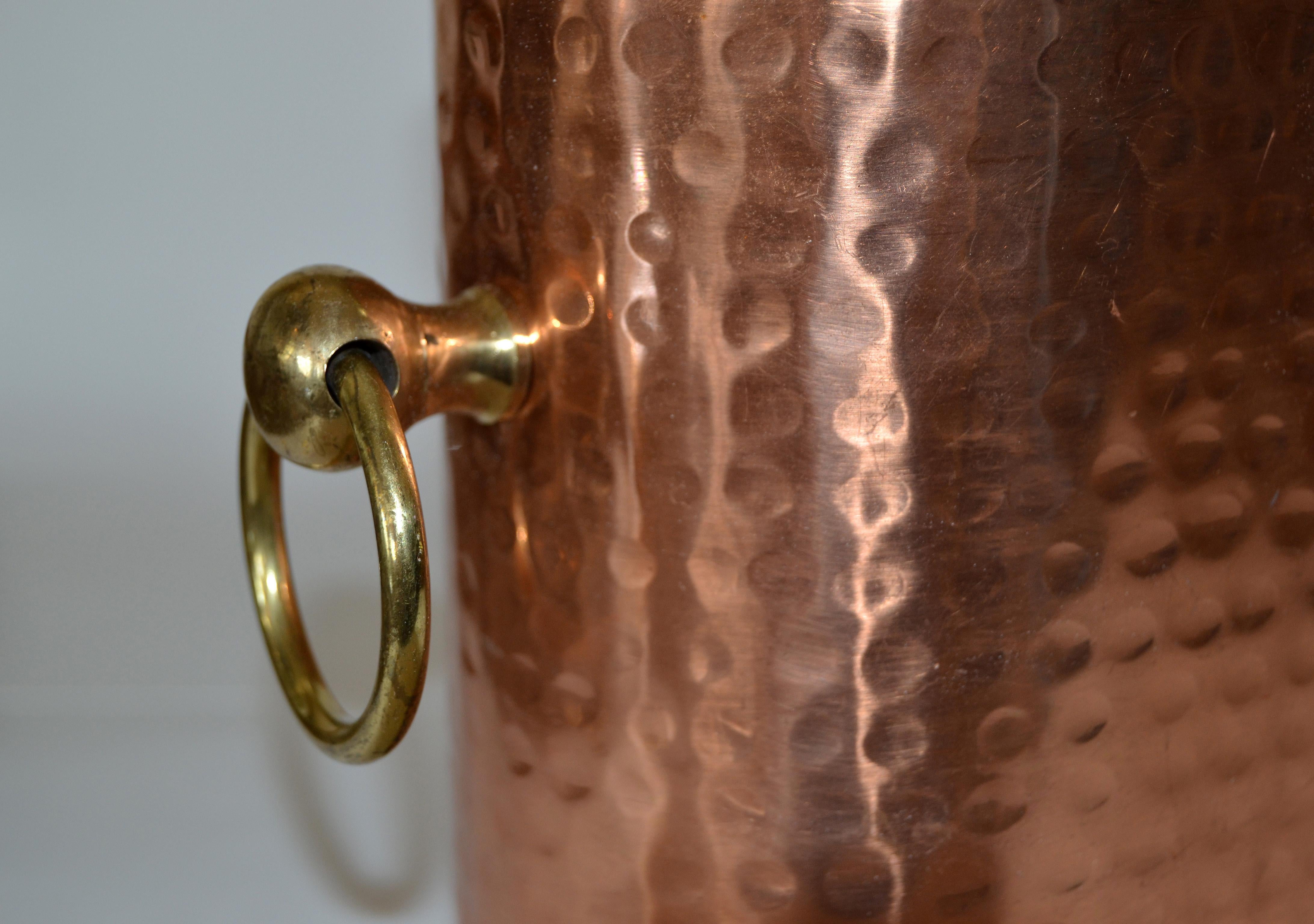 Mid-20th Century Art Deco French Hand-Hammered Copper, Brass & Bronze Champagne, Wine Ice Bucket