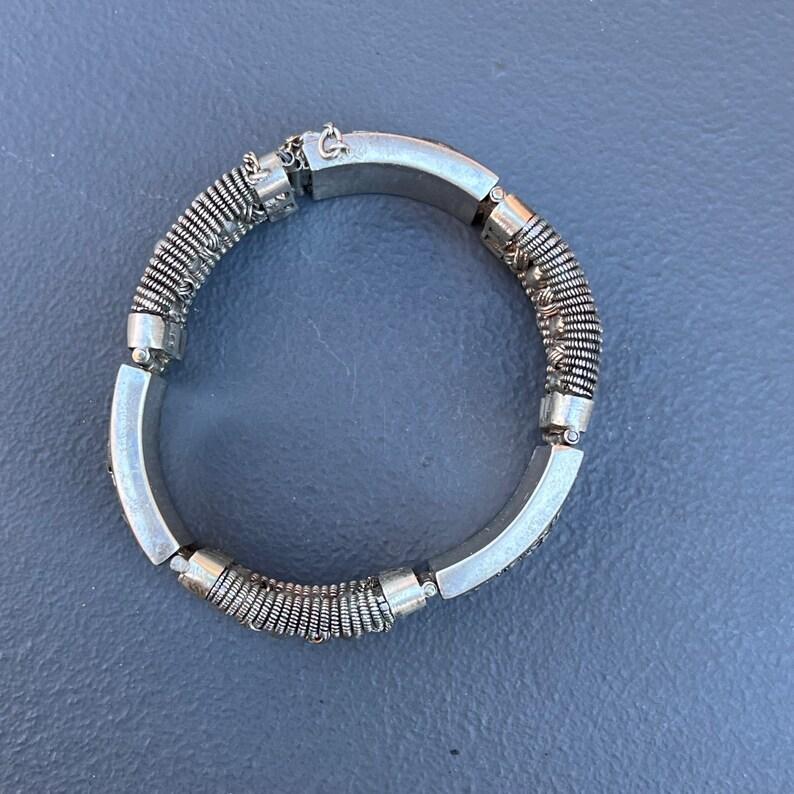 Women's or Men's Art Deco French Indochina Silver Link Bracelet For Sale