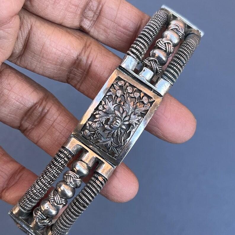 Art Deco French Indochina Silver Link Bracelet For Sale 4