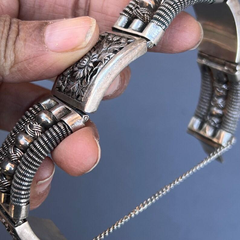Art Deco French Indochina Silver Link Bracelet For Sale 5