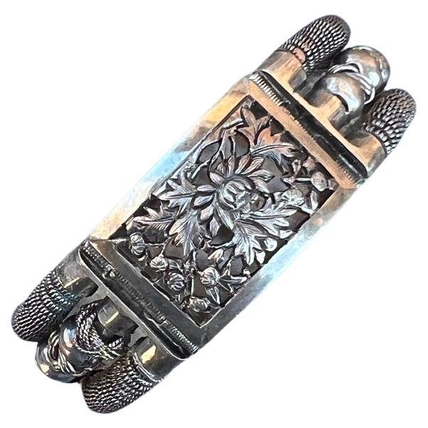 Art Deco French Indochina Silver Link Bracelet For Sale