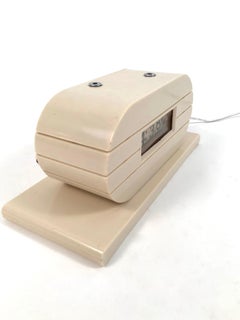Art Deco French Ivory Tele-Vision Clock Corp Flip Clock, circa 1930s