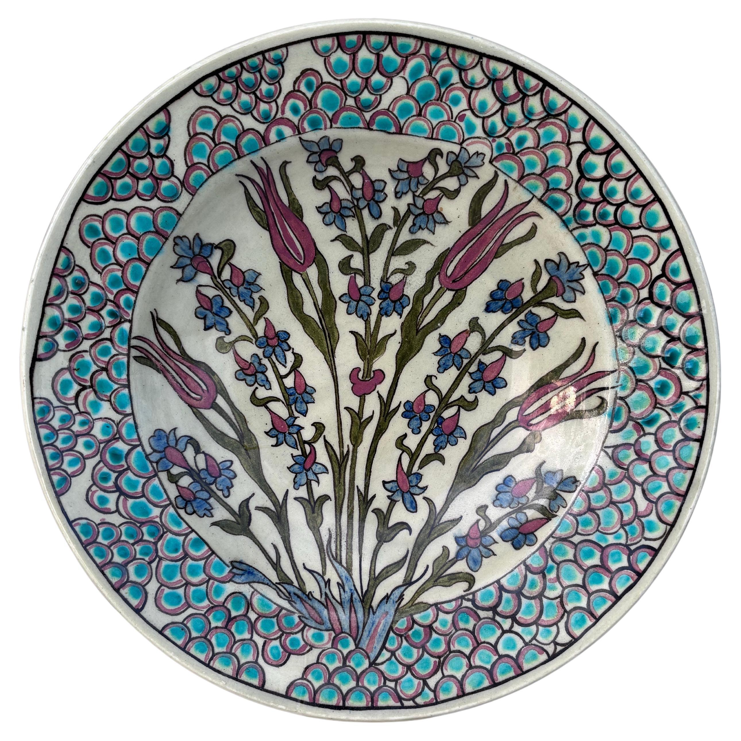 Art Deco French Iznik Platter Bowl Jean Jacques Lachenal For Sale