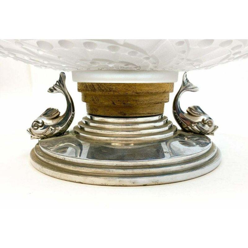 Art Deco French J. Landeier Glass & Sliverplate Centerpiece Bowl, circa 1930 In Good Condition For Sale In WILMINGTON, CA