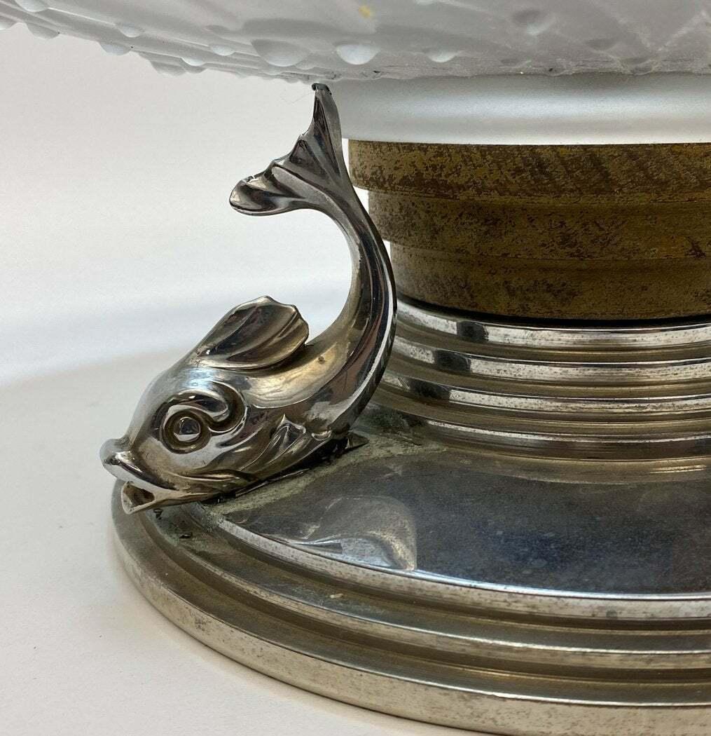 20th Century Art Deco French J. Landeier Glass & Sliverplate Centerpiece Bowl, circa 1930 For Sale