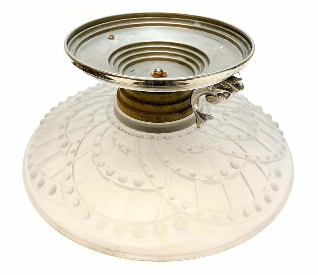 Art Deco French J. Landeier Glass & Sliverplate Centerpiece Bowl, circa 1930 For Sale 1