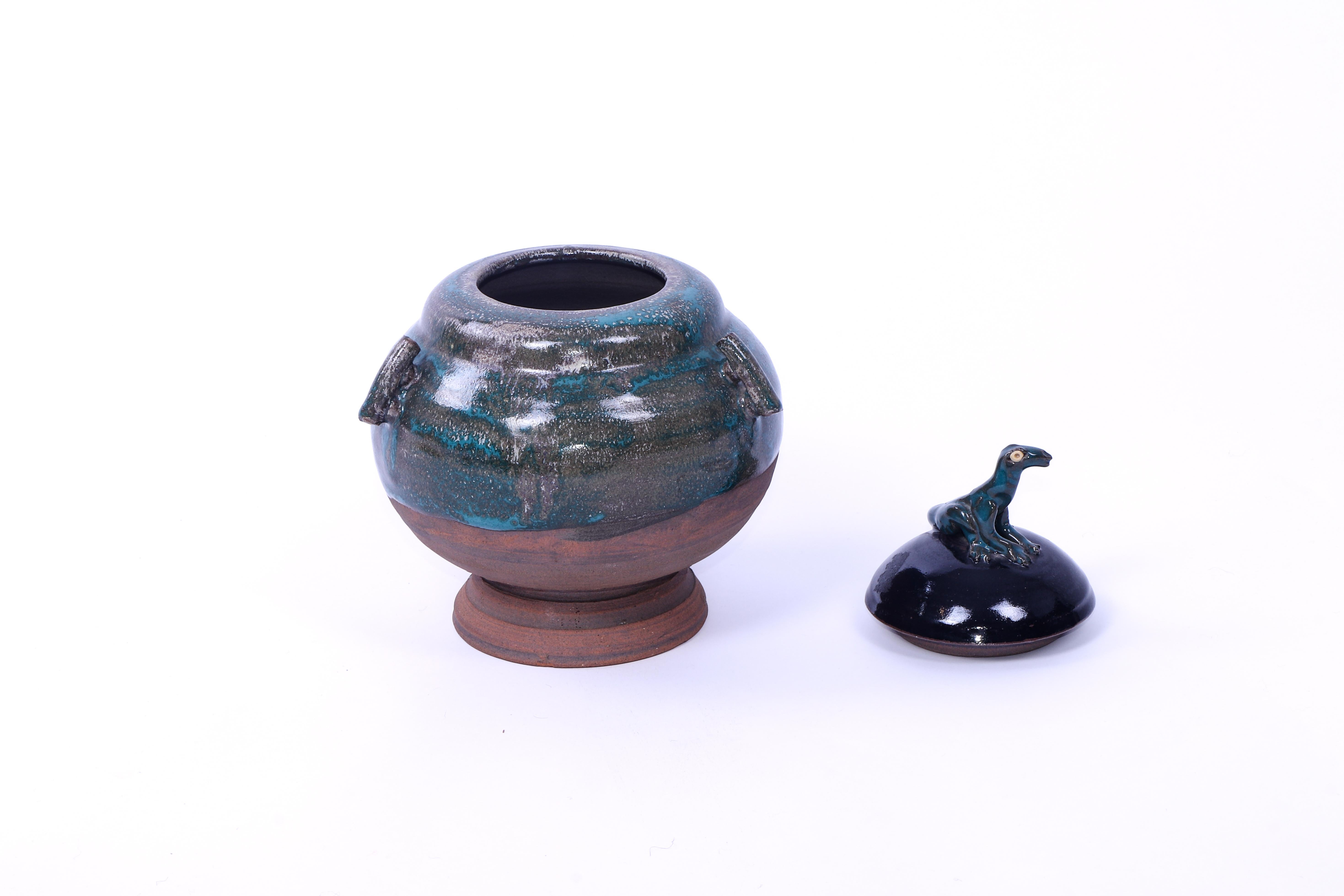 Vaso francese Art Deco con lucertola sul coperchio In condizioni ottime in vendita a PARIS, FR