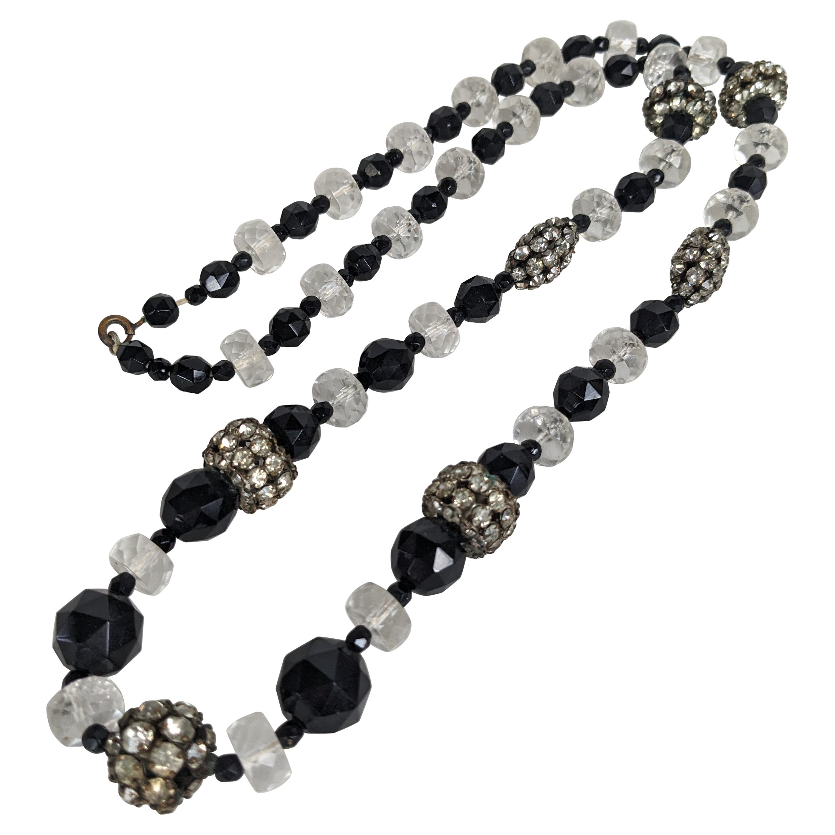 Perline Flapper Art Deco in getto francese, cristallo e pavé di cristallo in vendita