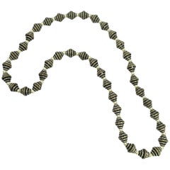 Art Deco French Jet & Pearl Opera Length Necklace, France 1920s