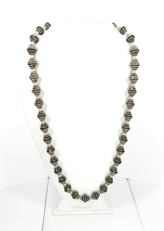 Art Deco French Jet & Pearl Opera Length Necklace, France 1920s