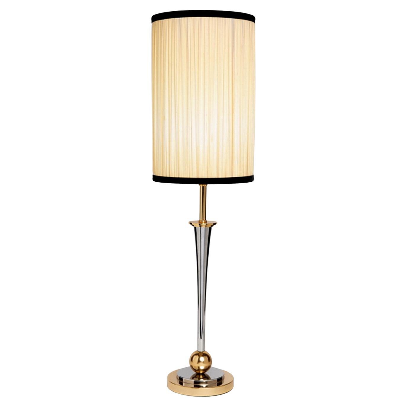 Art Deco French Lamp Mazda Style in Nickel and Golden Brass 'Without Lampshade'