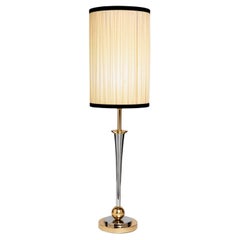 Art Deco French Lamp Mazda Style in Nickel and Golden Brass 'Without Lampshade'