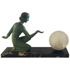 Art Deco French Lamp with Nude Dancer