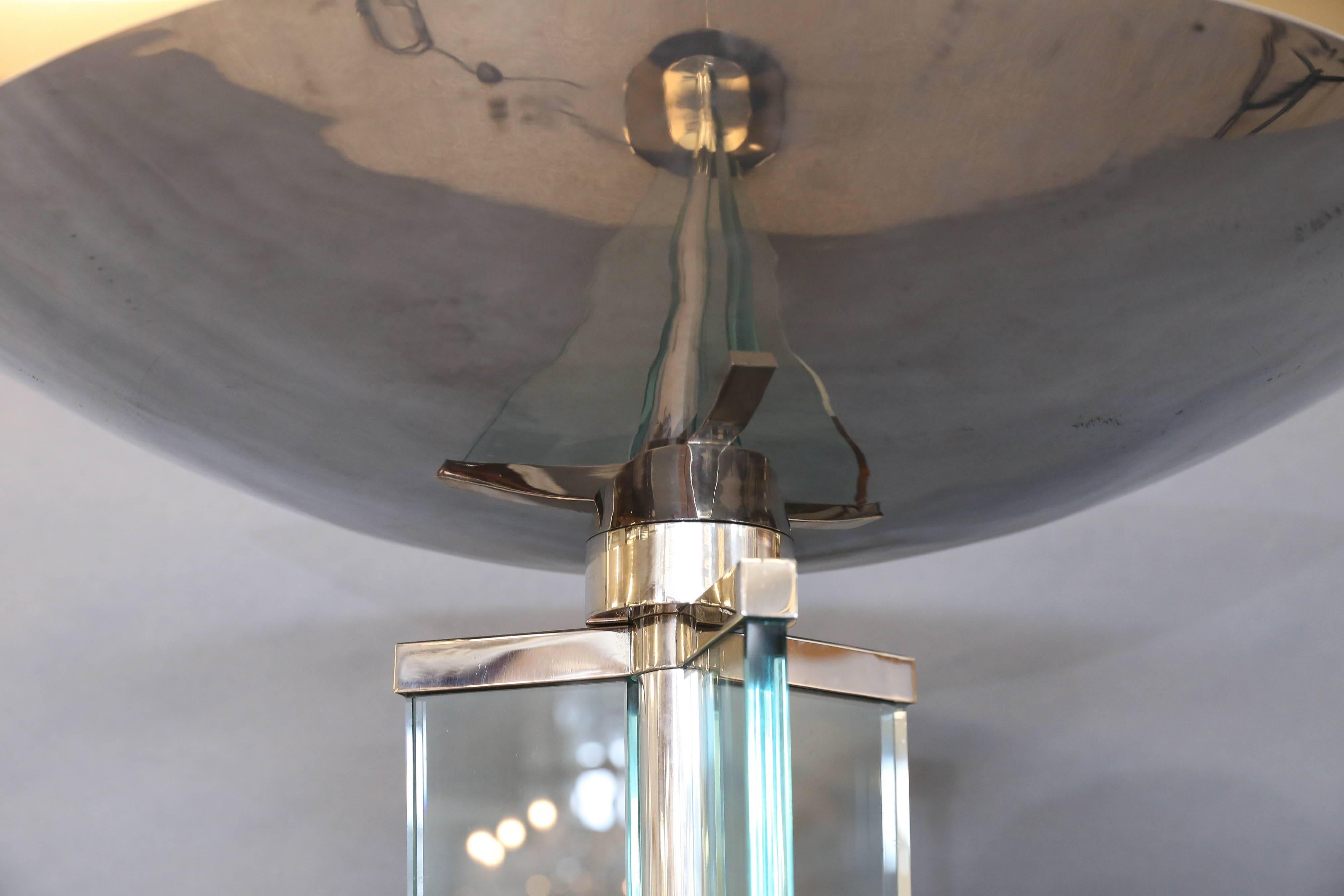 Art Deco French Lamps in Chrome and Glass in Style of Jacques Adnet 1