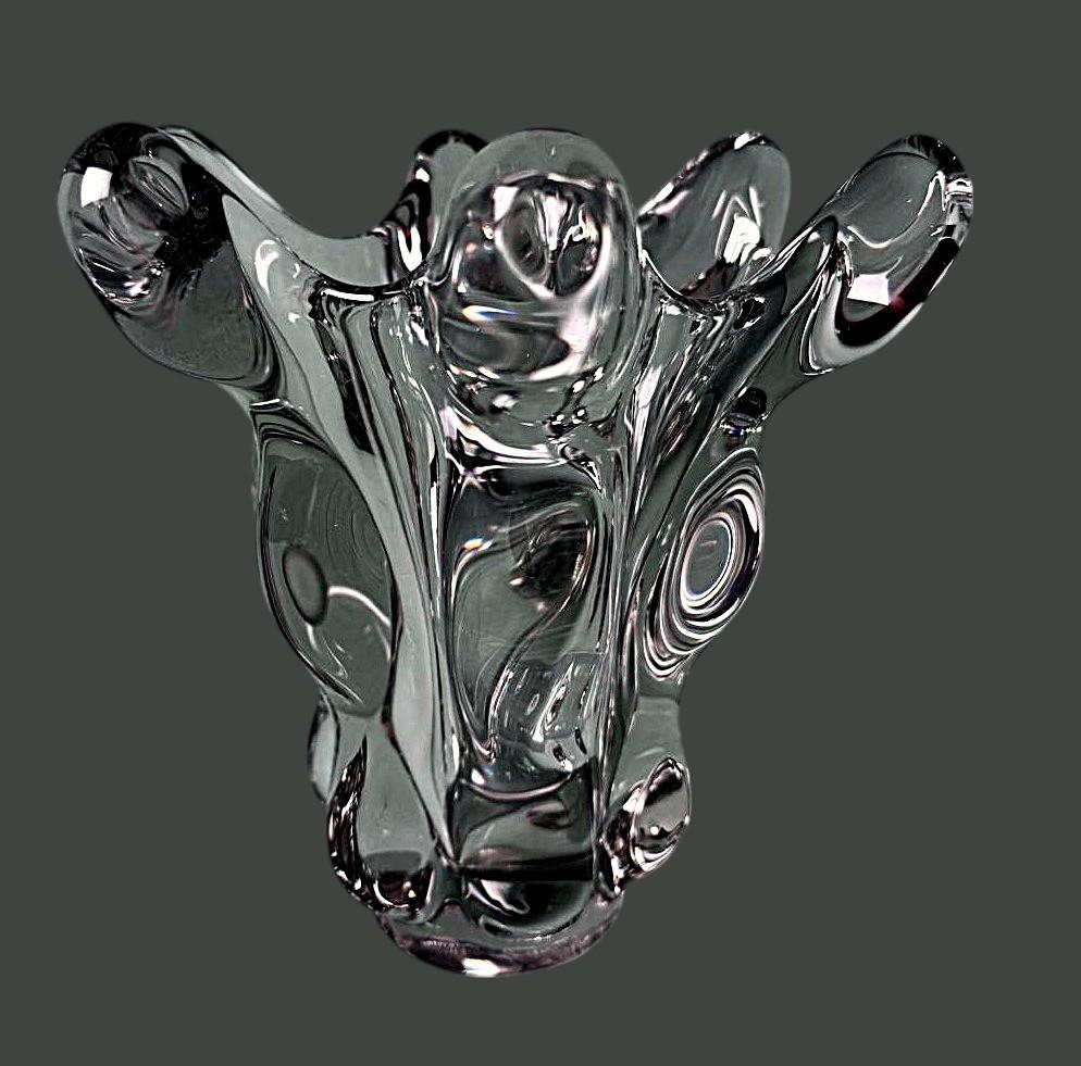 Fatto a mano Vaso di cristallo al piombo francese Art Deco Style di Vannes-Le-Châtel in vendita
