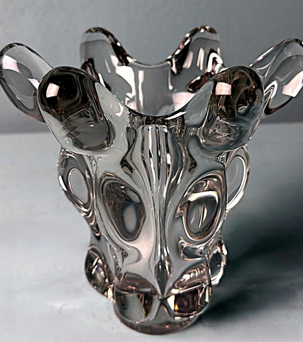 Vaso di cristallo al piombo francese Art Deco Style di Vannes-Le-Châtel In condizioni buone in vendita a Prato, Tuscany