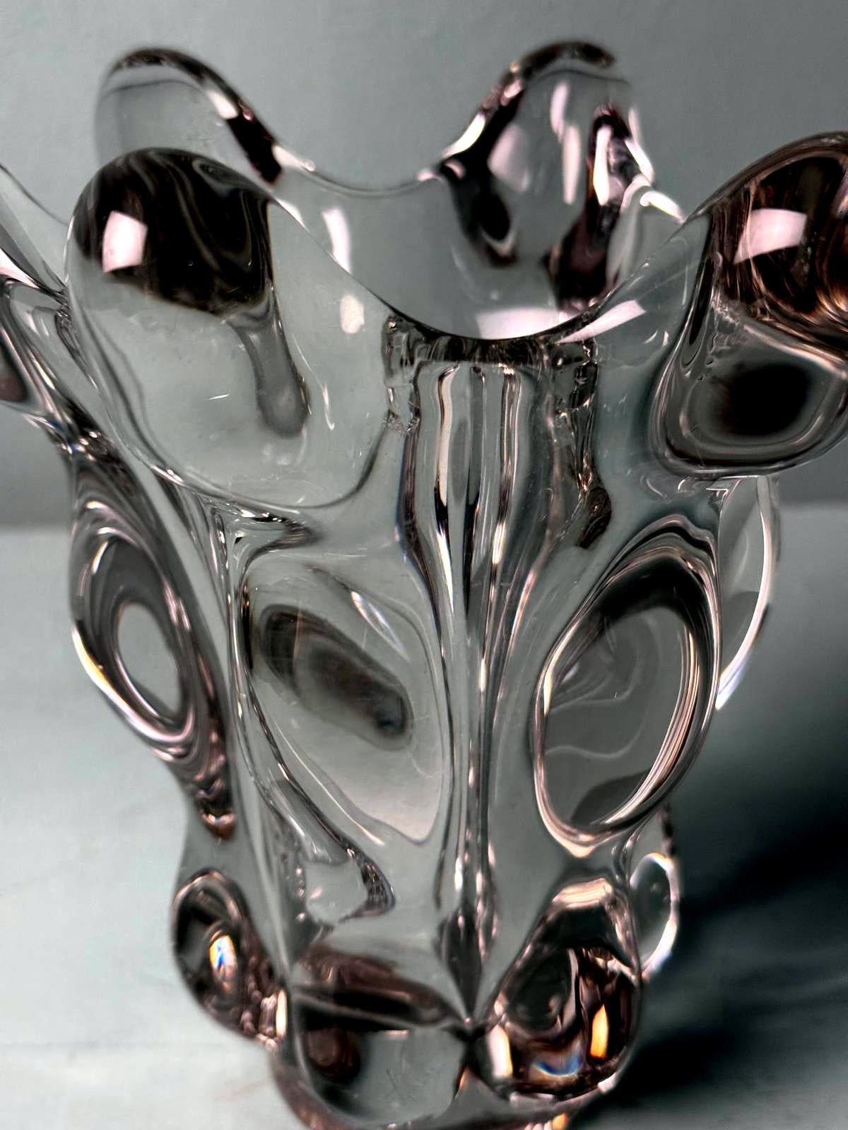 XX secolo Vaso di cristallo al piombo francese Art Deco Style di Vannes-Le-Châtel in vendita