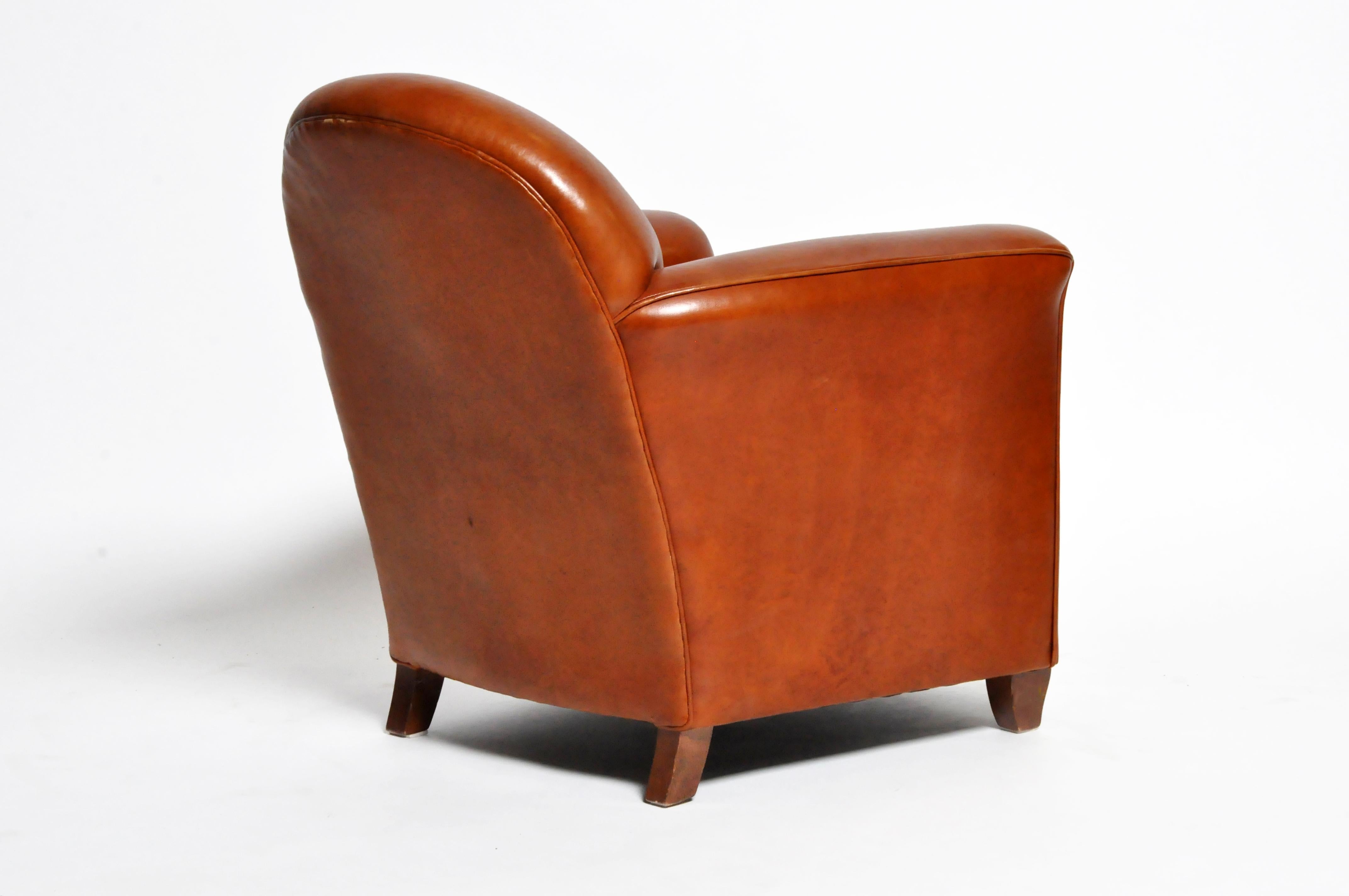 Art Deco French Leather Armchair, circa 1940 4