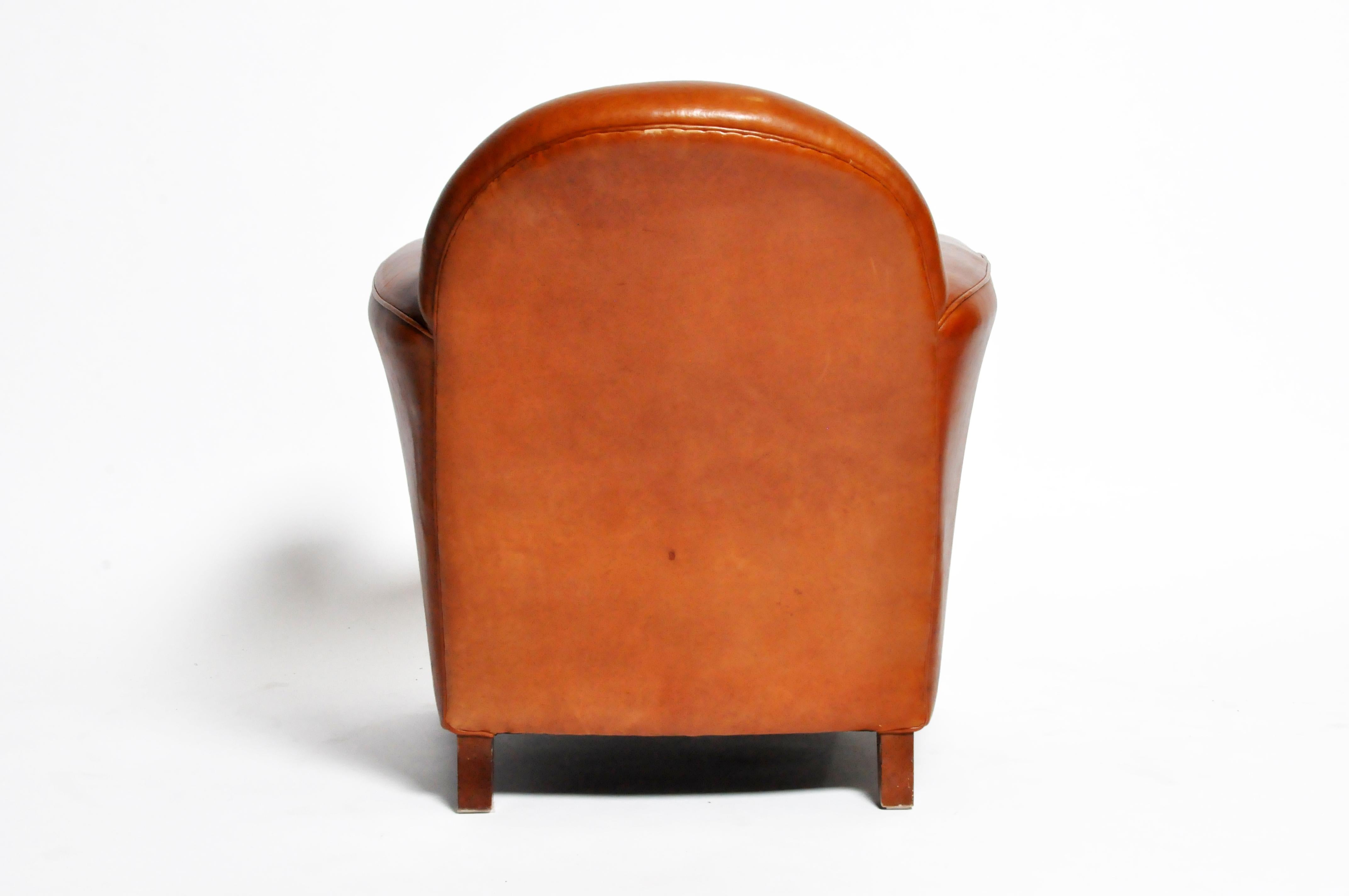 Art Deco French Leather Armchair, circa 1940 5