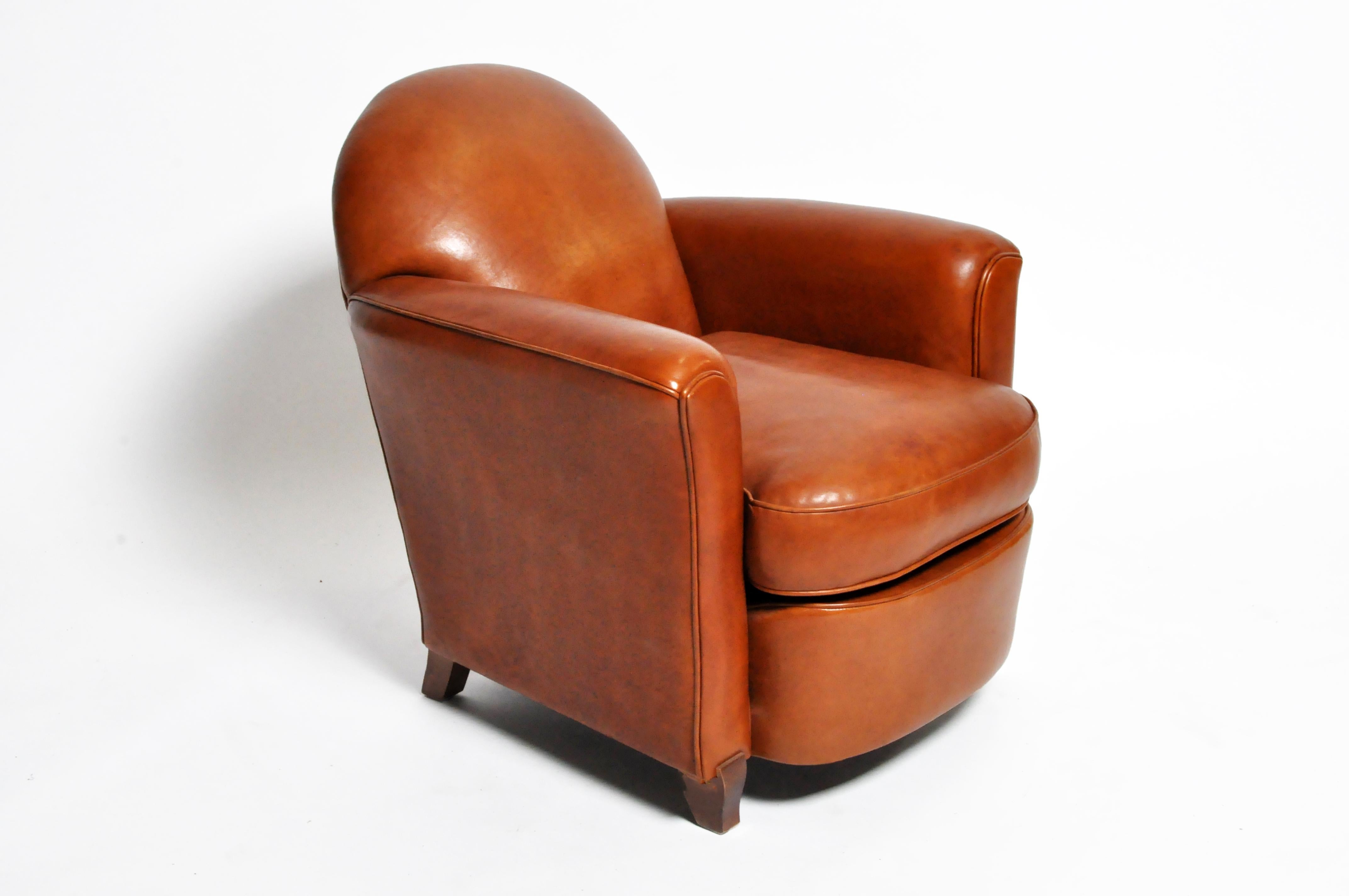 Art Deco French Leather Armchair, circa 1940 6