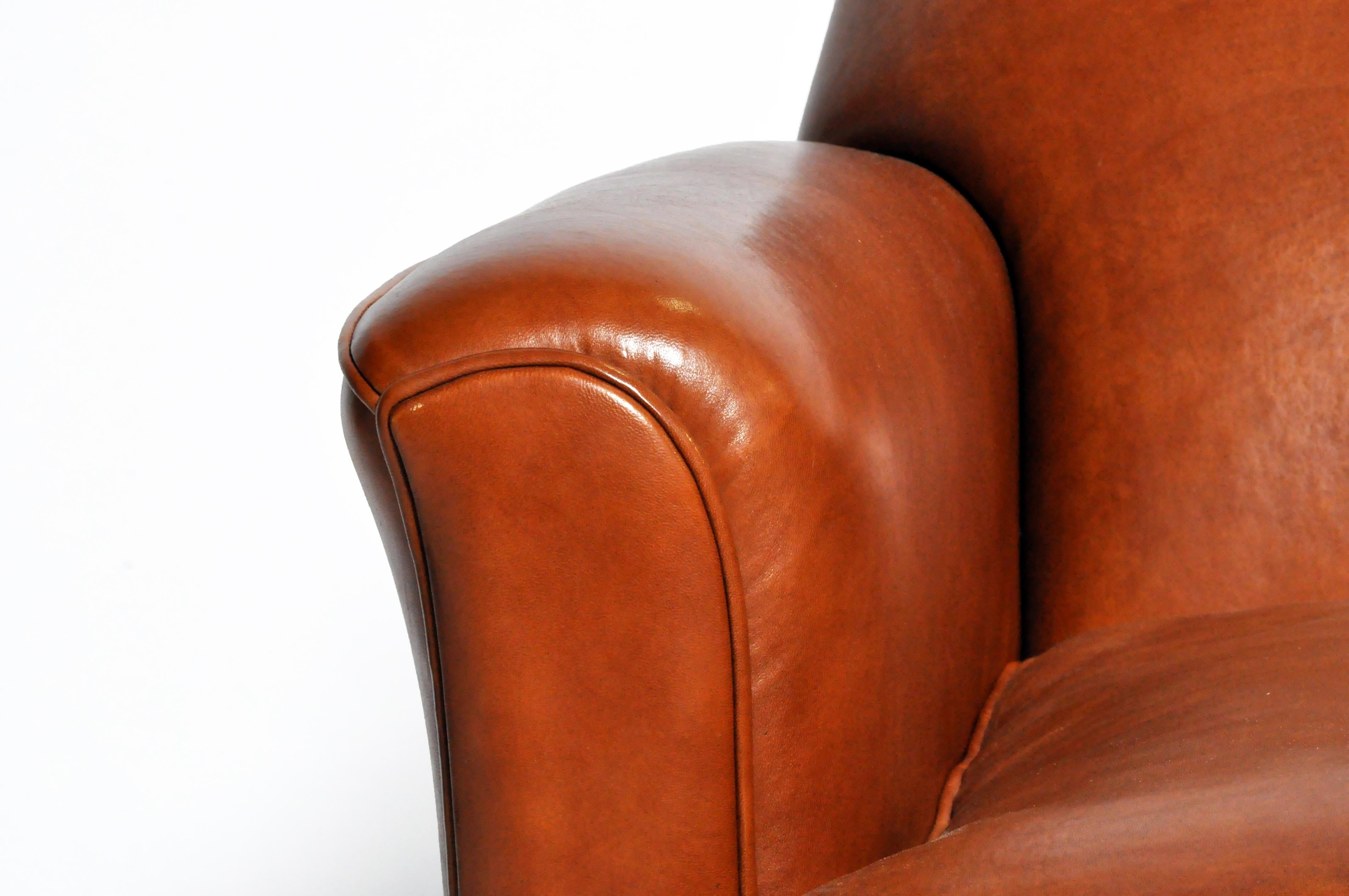 Art Deco French Leather Armchair, circa 1940 In Good Condition In Chicago, IL